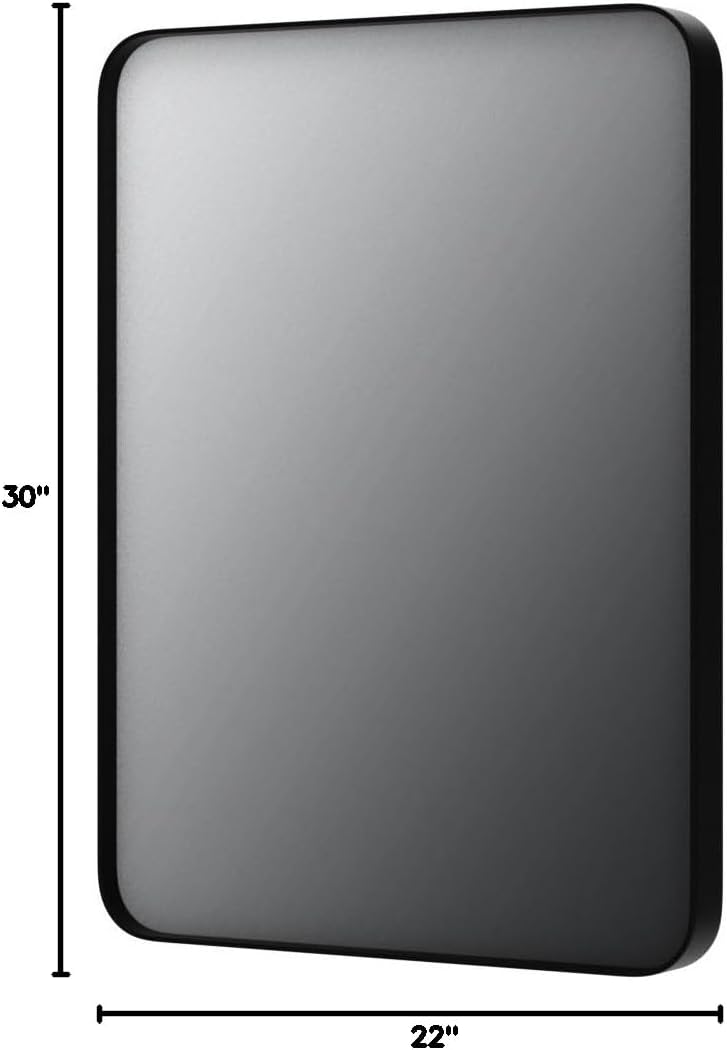 LOAAO 22x30 Inch Black Metal Framed Bathroom Mirror for Wall