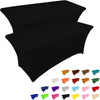 IVAPUPU 6ft Black Stretch Tablecloth - 2 Pack for Weddings & Events