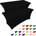 IVAPUPU 6ft Black Stretch Tablecloth - 2 Pack for Weddings & Events