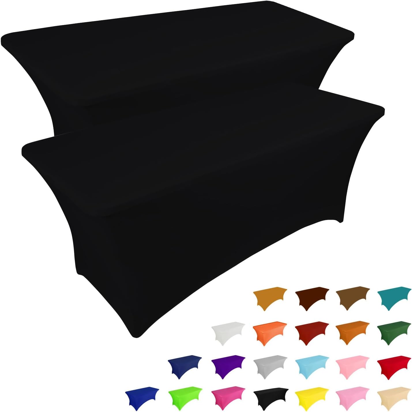 IVAPUPU 6ft Black Stretch Tablecloth - 2 Pack for Weddings & Events
