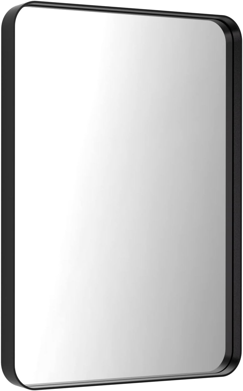 LOAAO 22x30 Inch Black Metal Framed Bathroom Mirror for Wall
