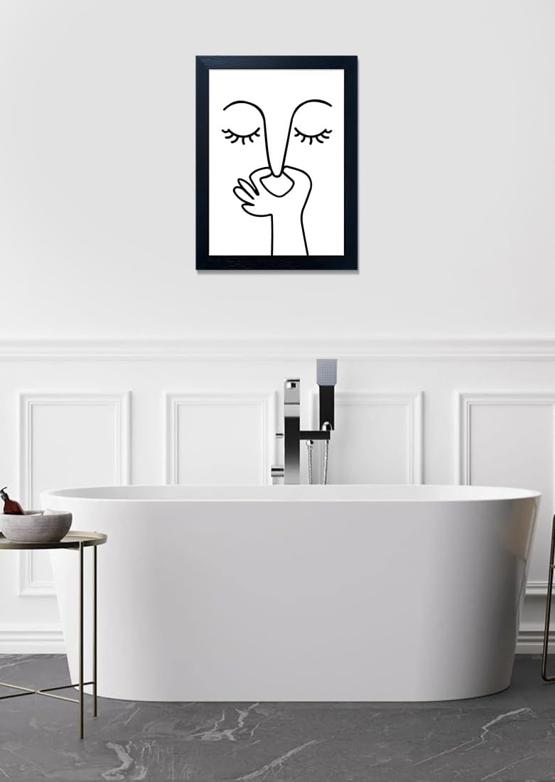 Black & White Humorous Bathroom Wall Art - Funny Toilet Decor by AIANHUA (8"x10")