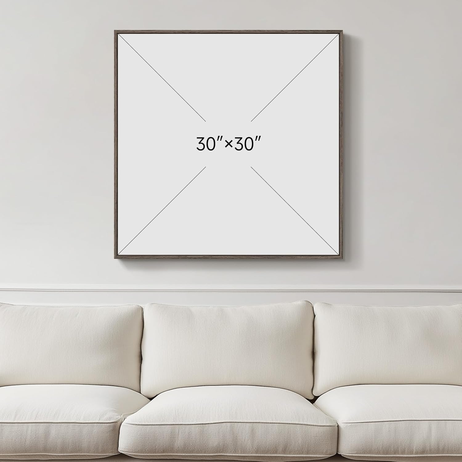 Cuspin Sage Green Framed Abstract Wall Art - Modern Square Canvas Print (30x30)