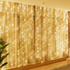 HXWEIYE 300 LED USB Fairy Curtain Lights - 9.8x9.8ft 8 Modes Remote for Bedroom Wedding Decor