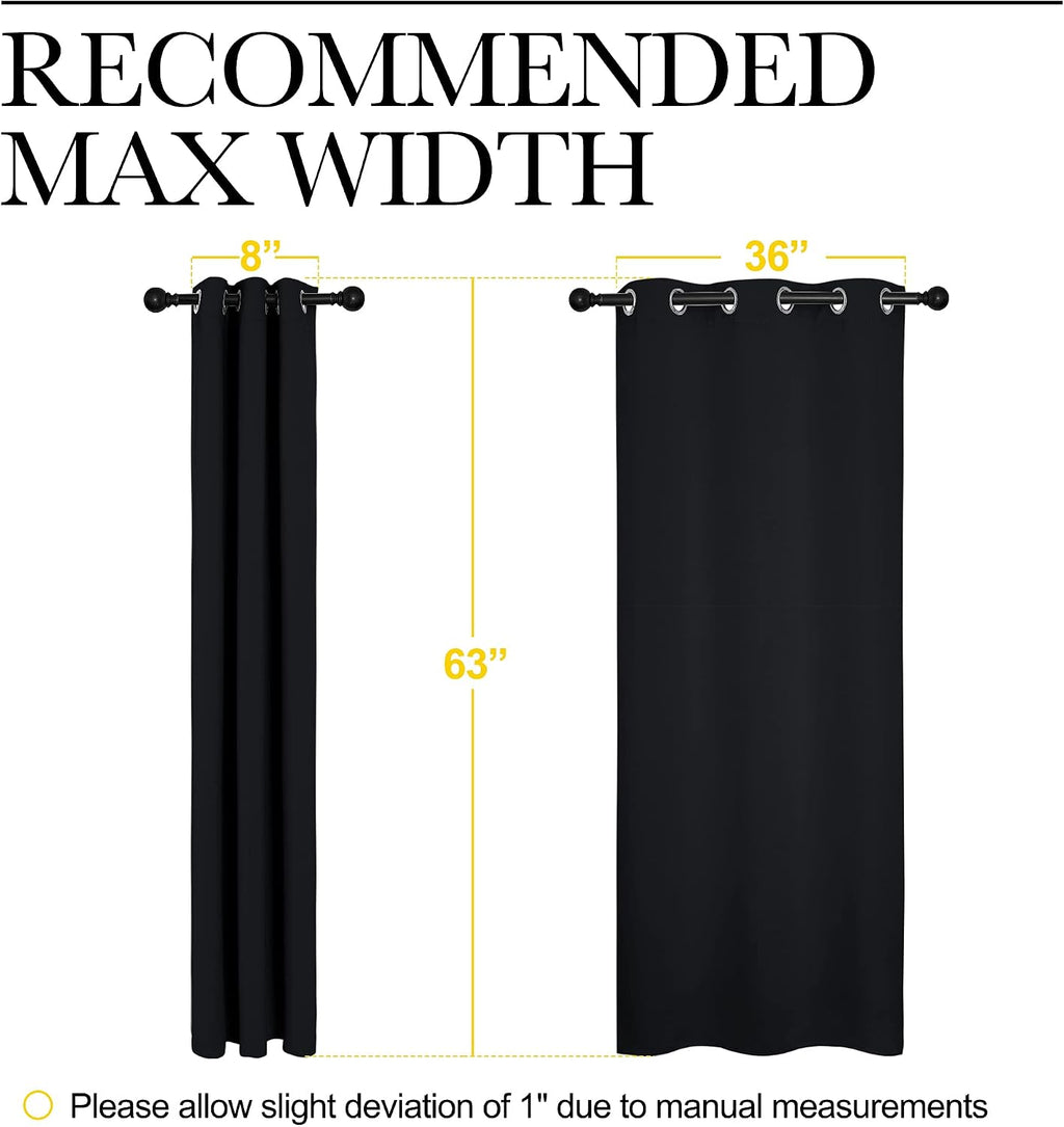 NICETOWN Halloween Pitch Black Thermal Insulated Grommet Blackout Curtains - 2 Panels (42"x63")