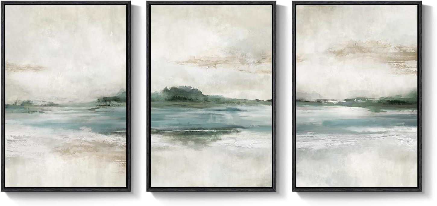 Cuspin Large Framed Abstract Nature Wall Art - Set of 3 Modern Canvas Prints for Living Room