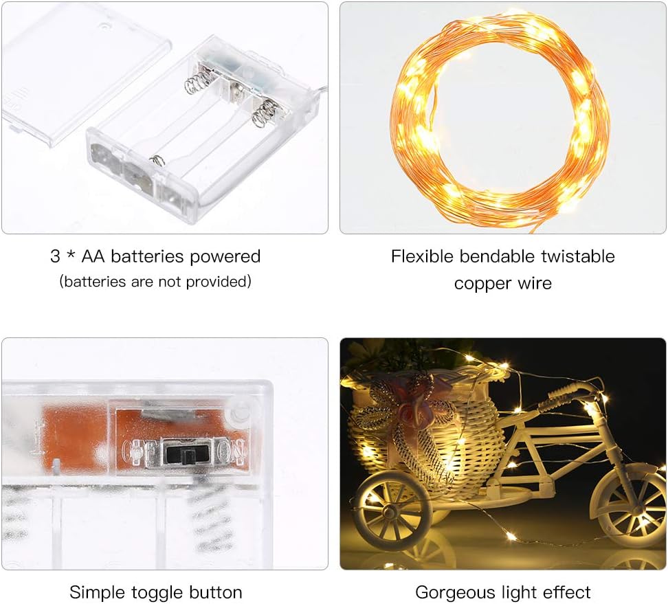 Ariceleo Battery Operated Indoor Fairy Lights - 16ft Warm White LED String Lights for Home Decor
