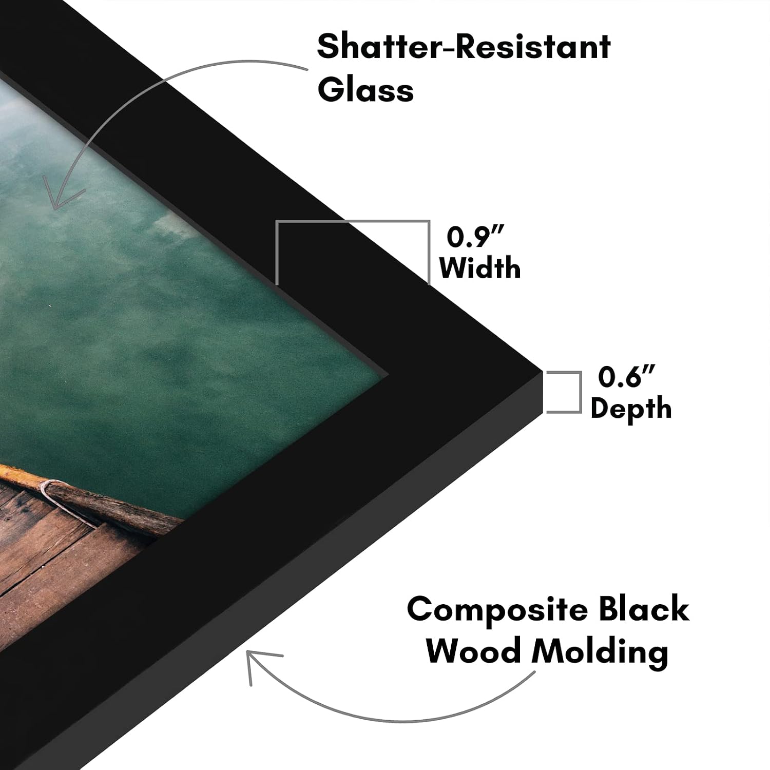 Americanflat 12x18 Black Poster Frame - Shatter-Resistant Glass & Engineered Wood