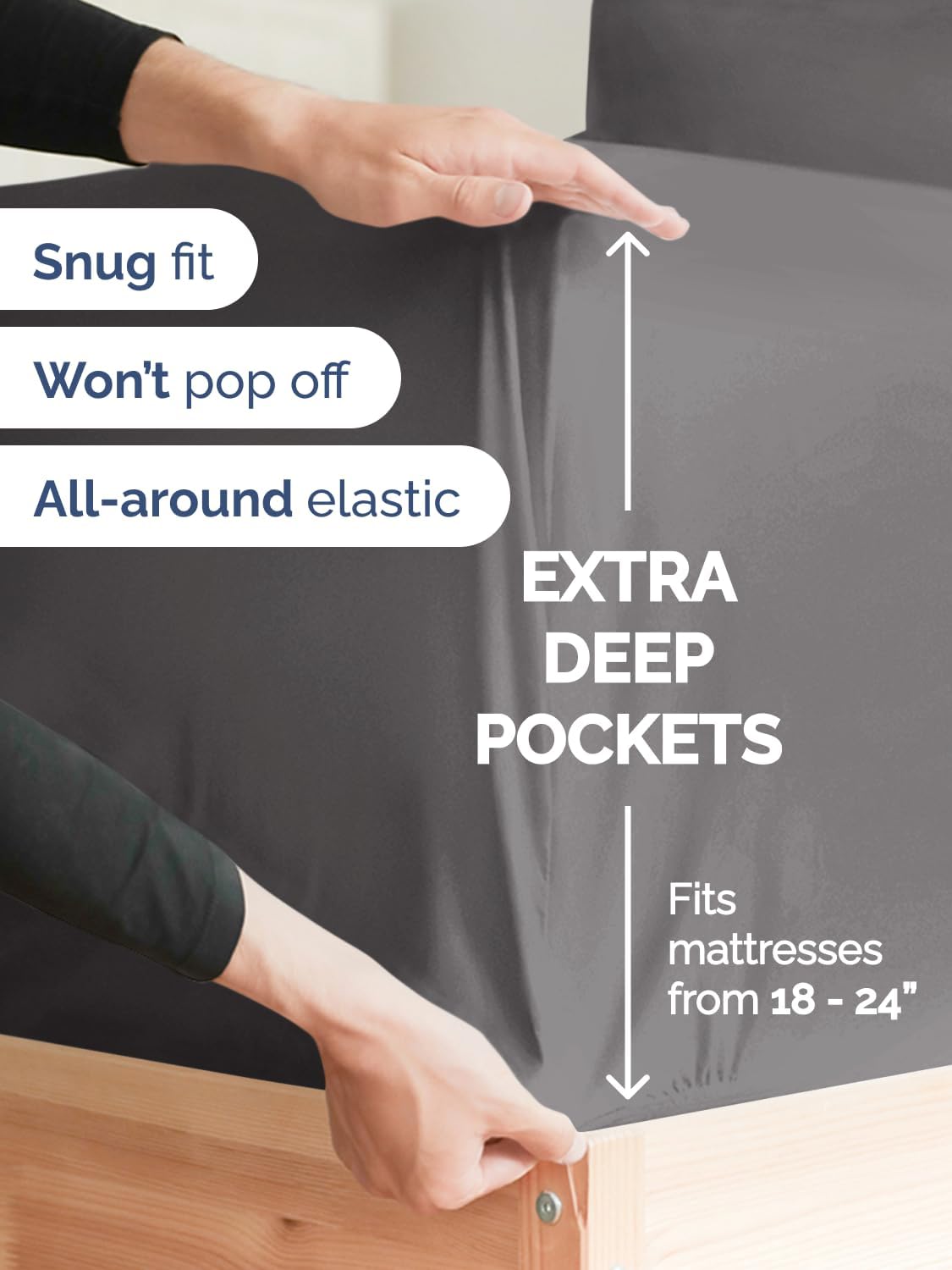 Extra Deep Queen Sheet Set - 6-Piece Breathable Microfiber Sheets by CGK Unlimited
