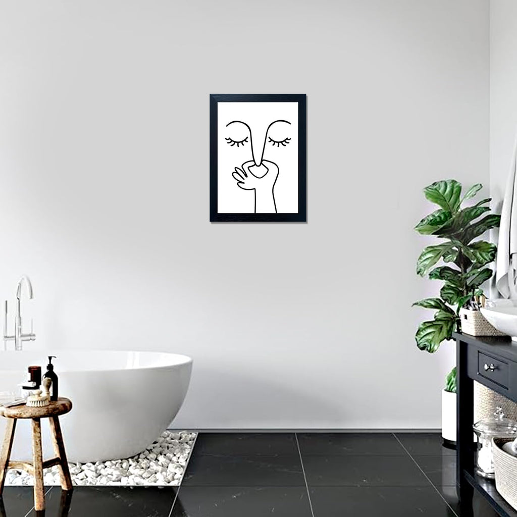 Black & White Humorous Bathroom Wall Art - Funny Toilet Decor by AIANHUA (8"x10")