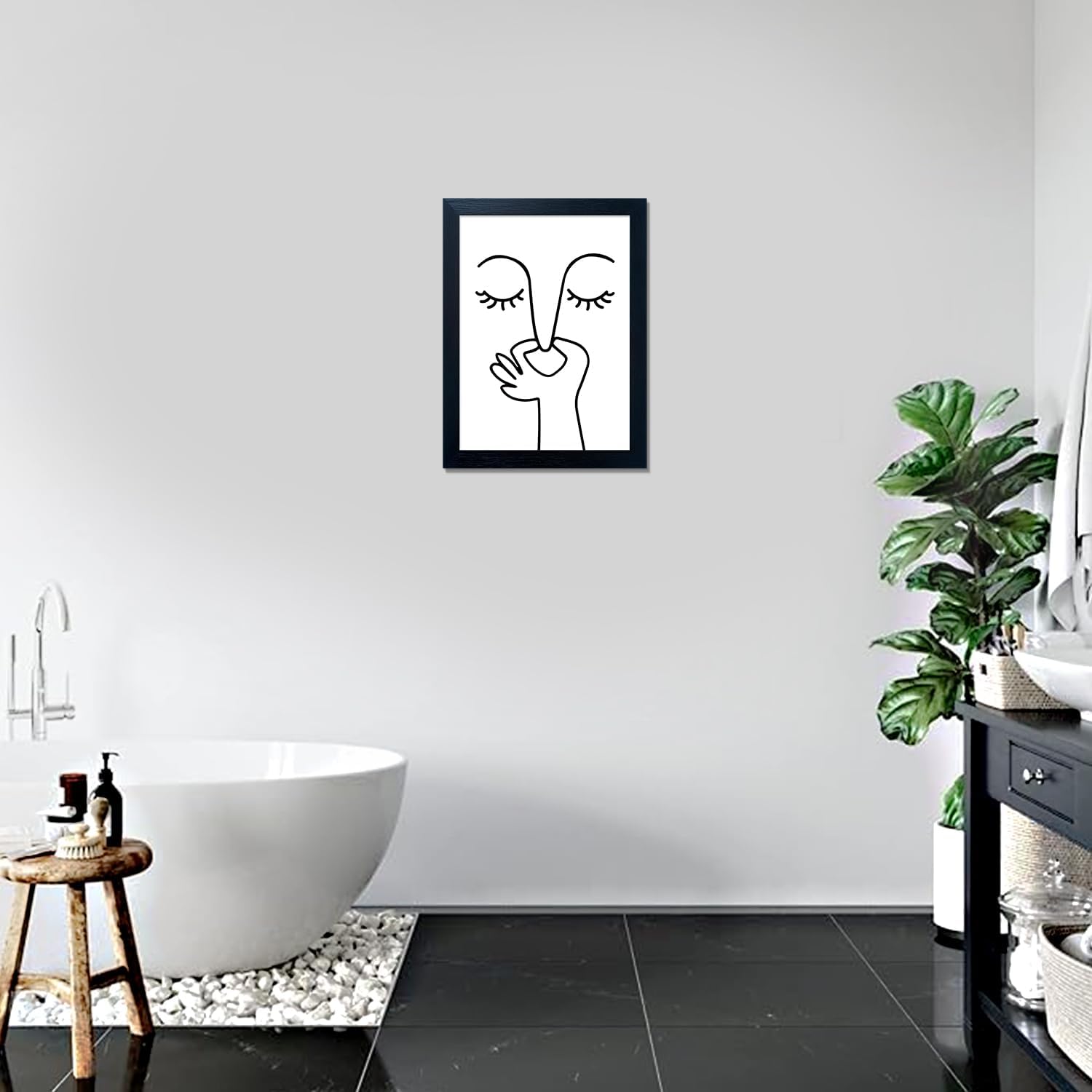Black & White Humorous Bathroom Wall Art - Funny Toilet Decor by AIANHUA (8"x10")