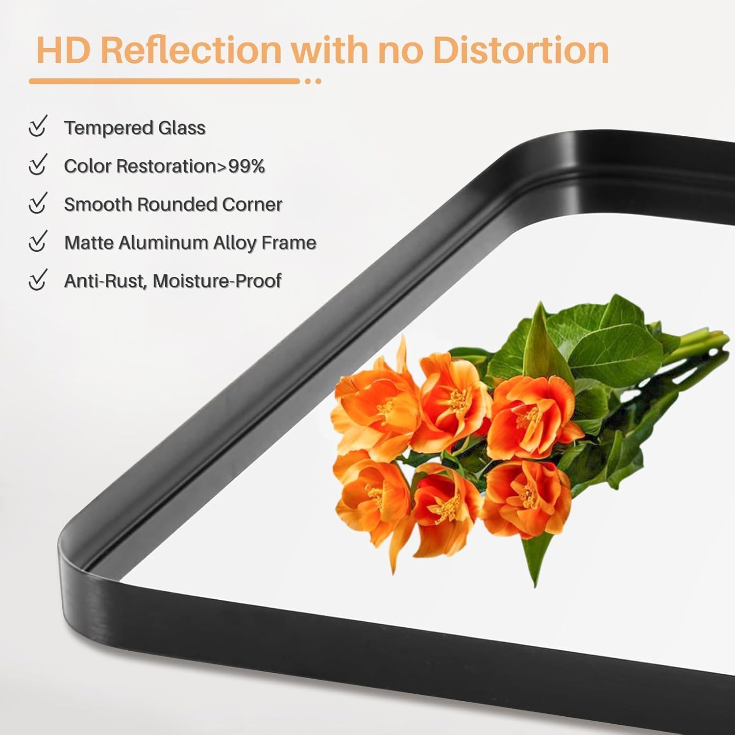 Atilioo 30x22 Inch Matte Black Framed Wall Mirror - Shatterproof Tempered Glass for Bathroom Vanity