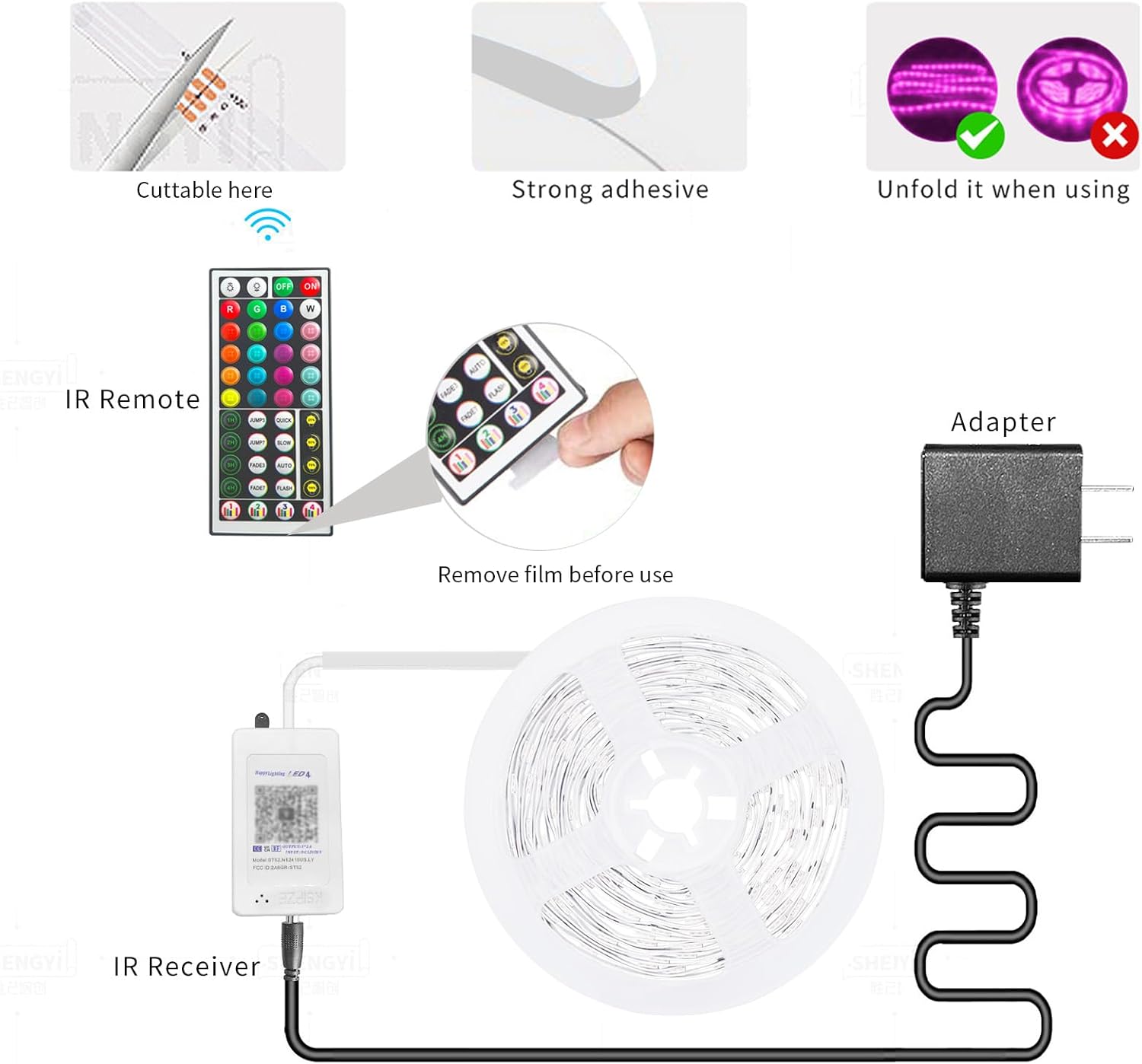 KSIPZE 100ft RGB Music Sync Smart LED Strip Lights for Home Decor & Parties