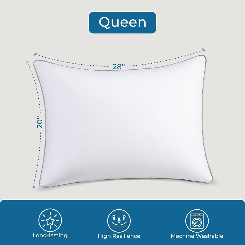 Sasttie Firm Queen Size Pillows (2 Pack) for Side/Back/Stomach Sleepers