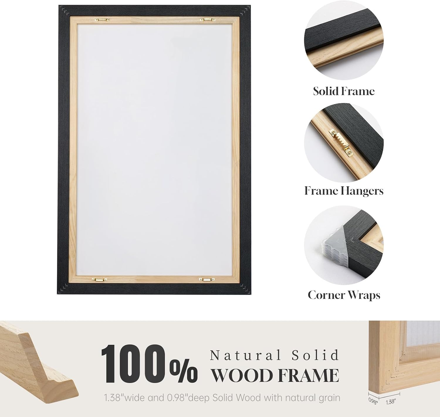 Large Framed Neutral Abstract Wall Art Set for Living Room - 3 Piece Canvas Prints (24x36 Inch)