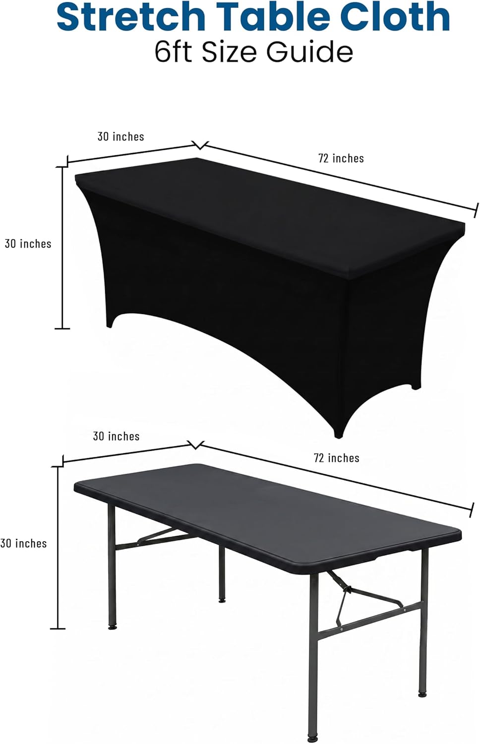 Utopia Kitchen 6-Foot Stretch Tablecloth - Fitted for Events (2-Pack)