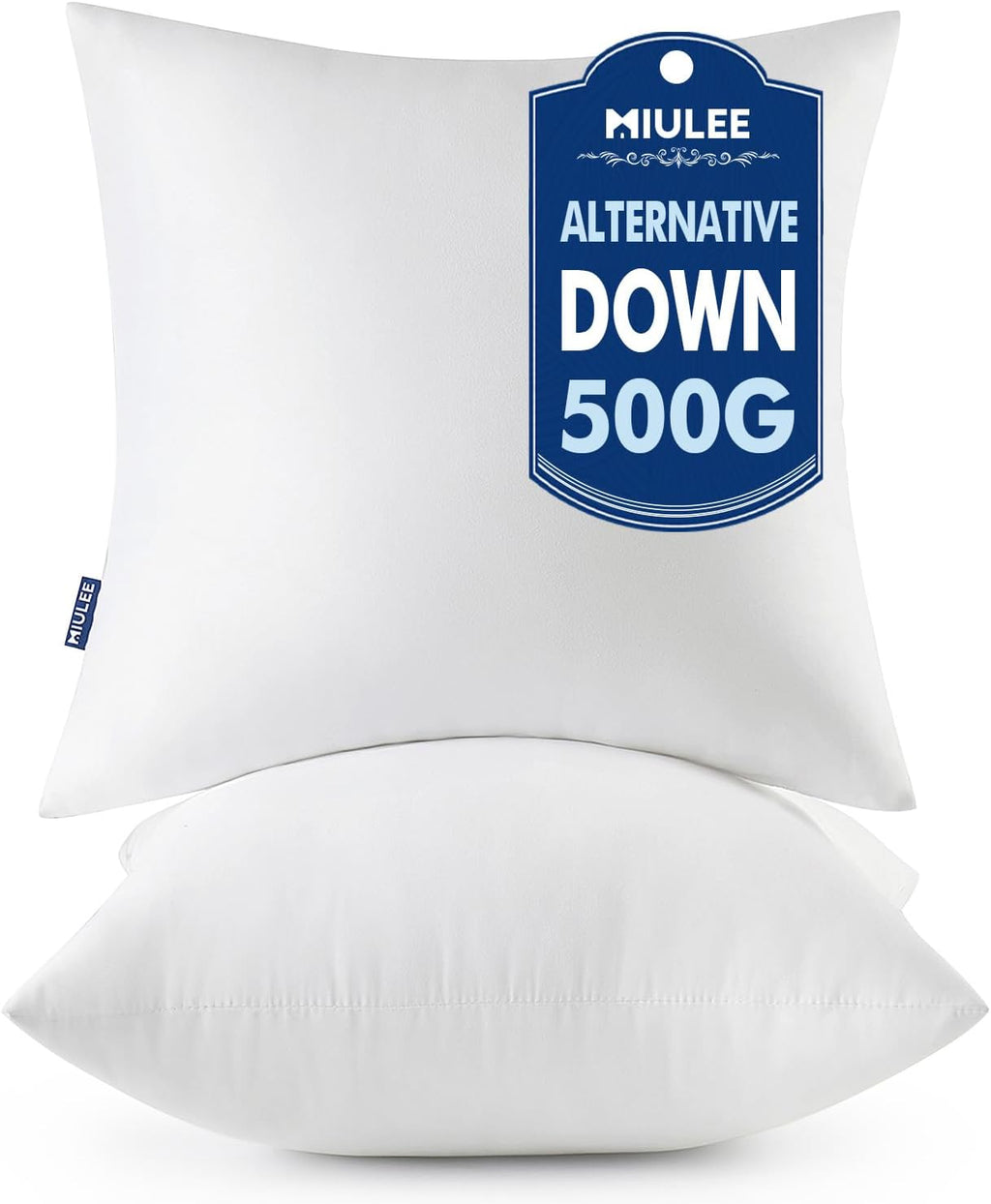 MIULEE 2-Pack 18x18 Pillow Inserts - Premium Virgin Fiber Filling for Long-Lasting Plushness