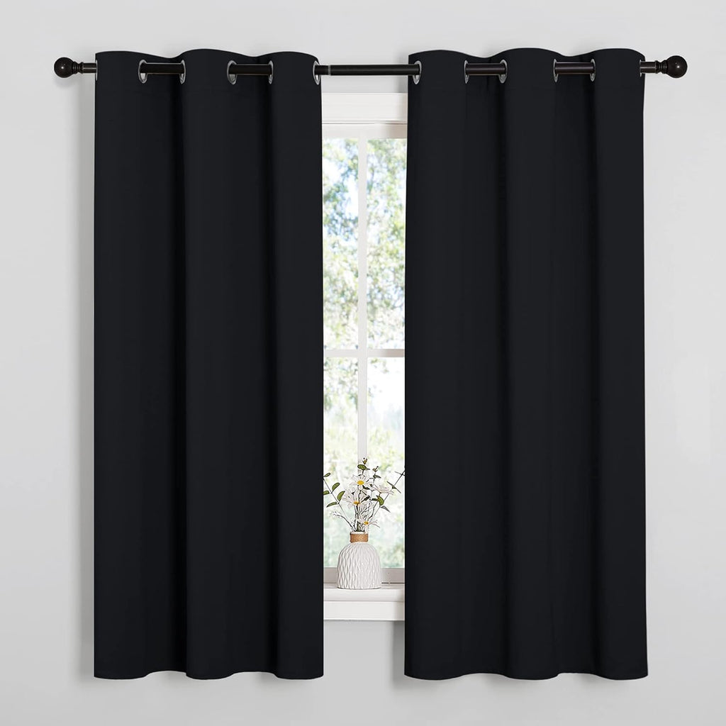NICETOWN Halloween Pitch Black Thermal Insulated Grommet Blackout Curtains - 2 Panels (42"x63")