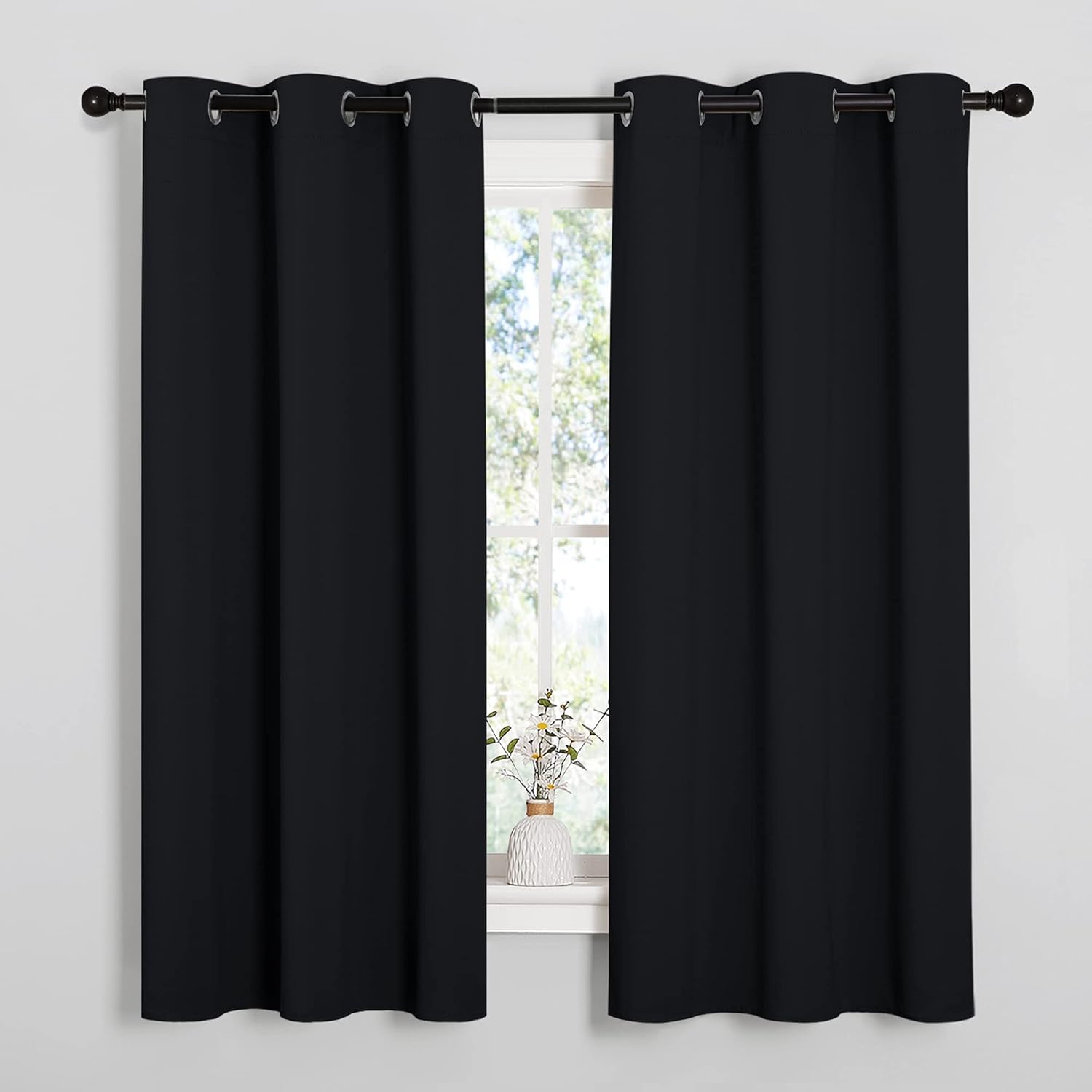 NICETOWN Halloween Pitch Black Thermal Insulated Grommet Blackout Curtains - 2 Panels (42"x63")