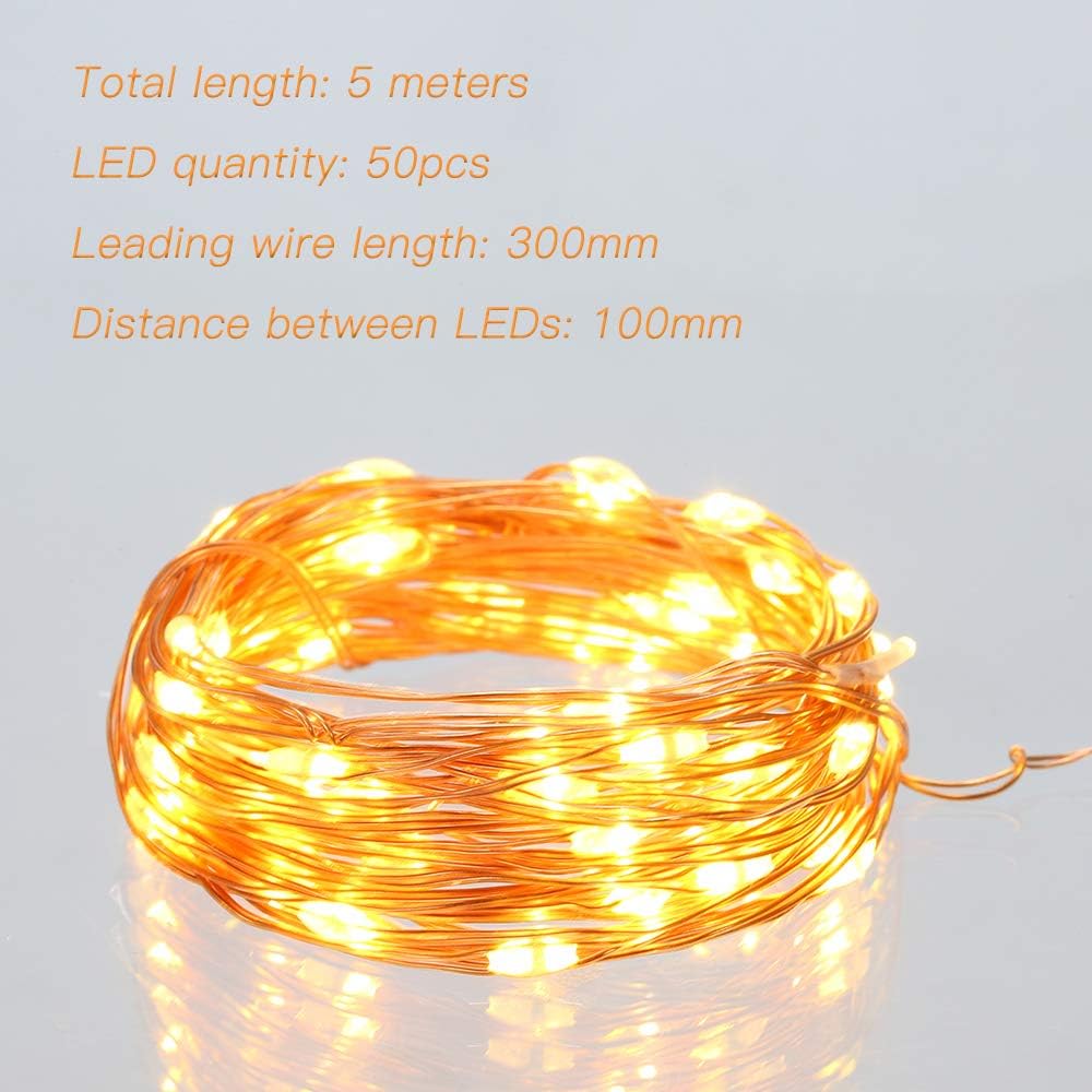 Ariceleo Battery Operated Indoor Fairy Lights - 16ft Warm White LED String Lights for Home Decor
