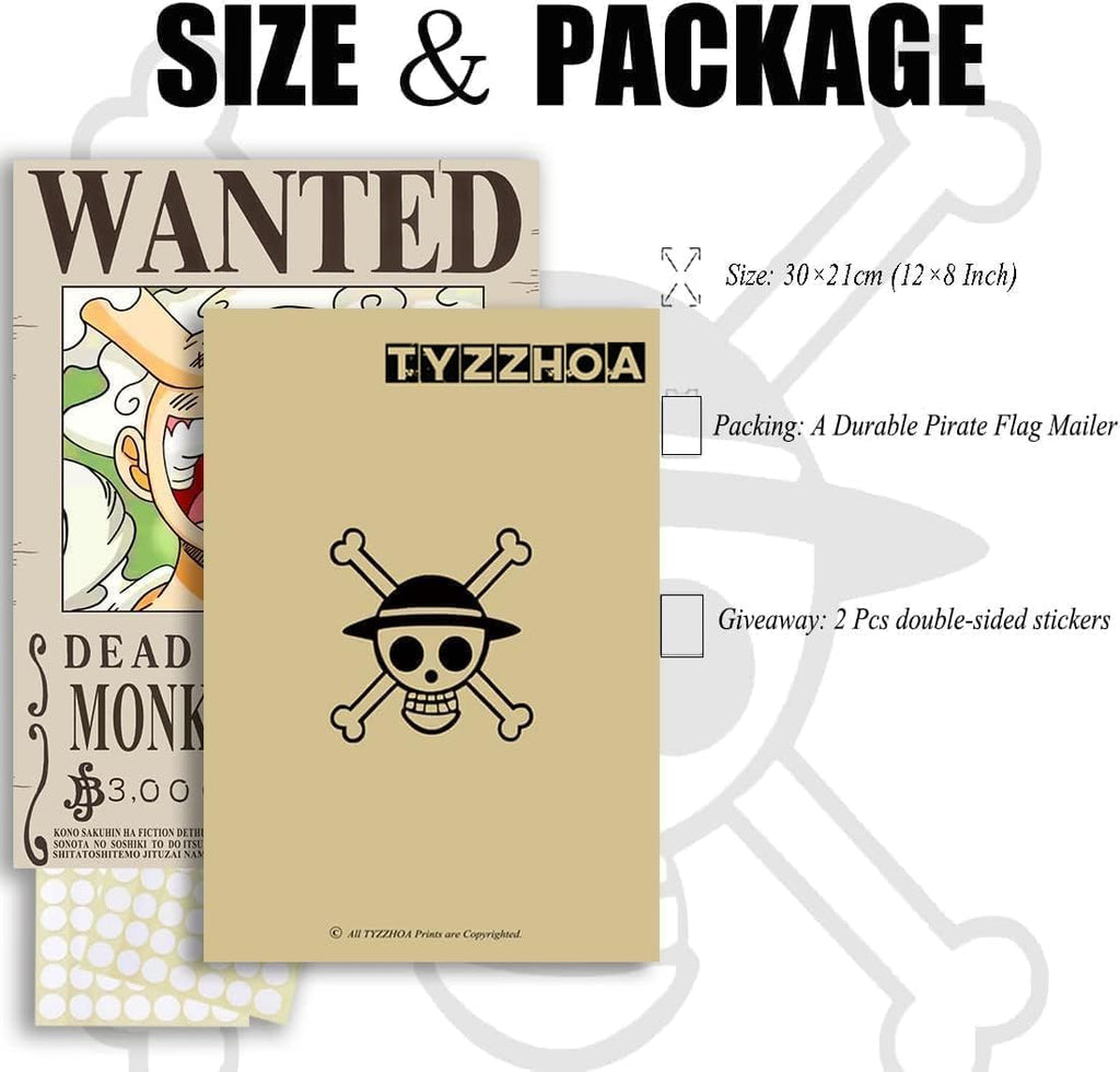 TYZZHOA 25PCS One Piece Wanted Posters Set - Straw Hat Crew (Luffy Zoro Sanji)