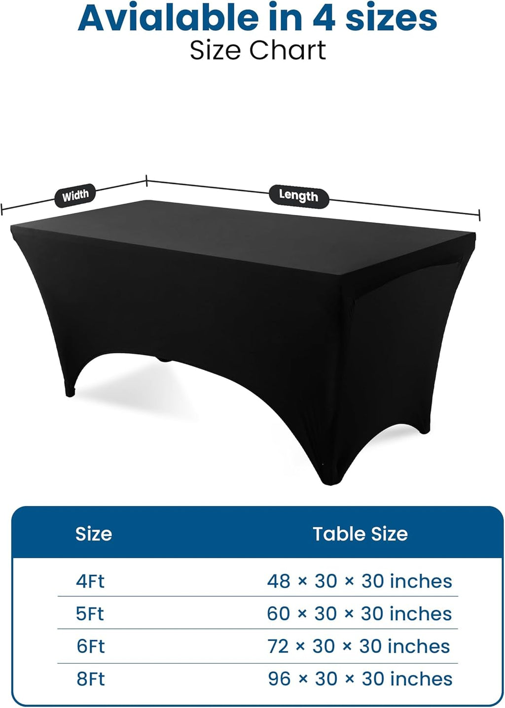 Utopia Kitchen 6-Foot Stretch Tablecloth - Fitted for Events (2-Pack)