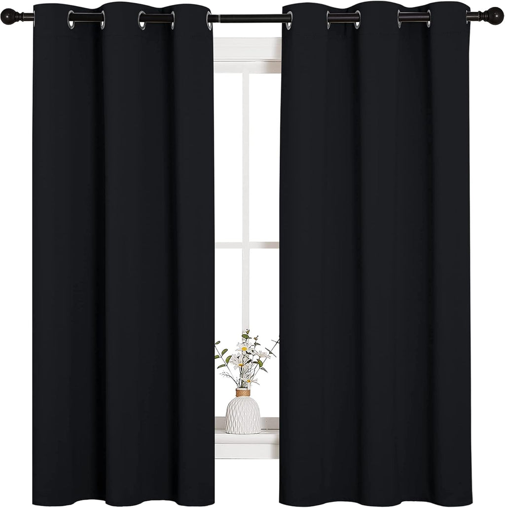 NICETOWN Halloween Pitch Black Thermal Insulated Grommet Blackout Curtains - 2 Panels (42"x63")