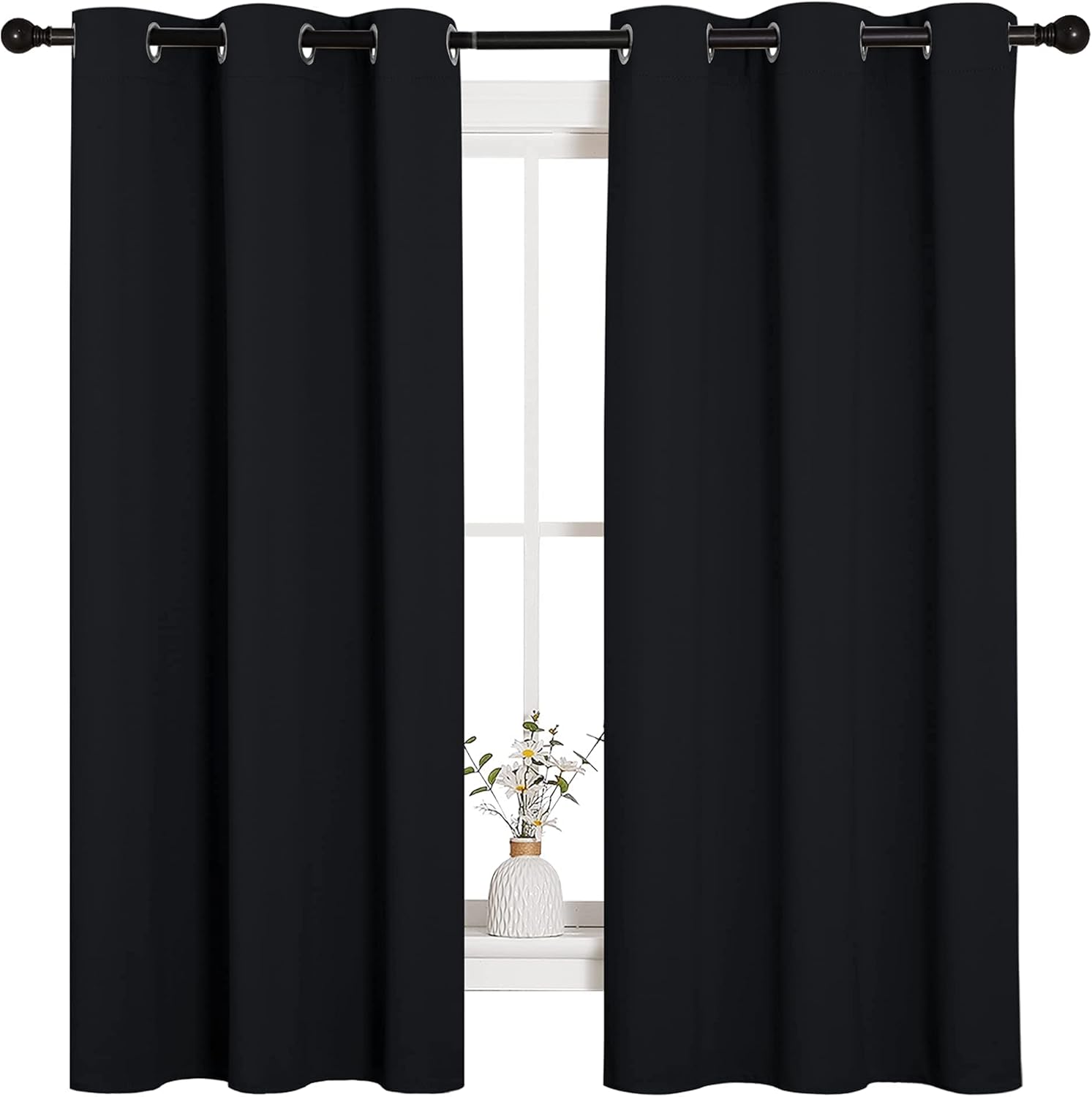 NICETOWN Halloween Pitch Black Thermal Insulated Grommet Blackout Curtains - 2 Panels (42"x63")