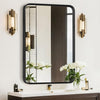 Atilioo 30x22 Inch Matte Black Framed Wall Mirror - Shatterproof Tempered Glass for Bathroom Vanity