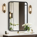 Atilioo 30x22 Inch Matte Black Framed Wall Mirror - Shatterproof Tempered Glass for Bathroom Vanity