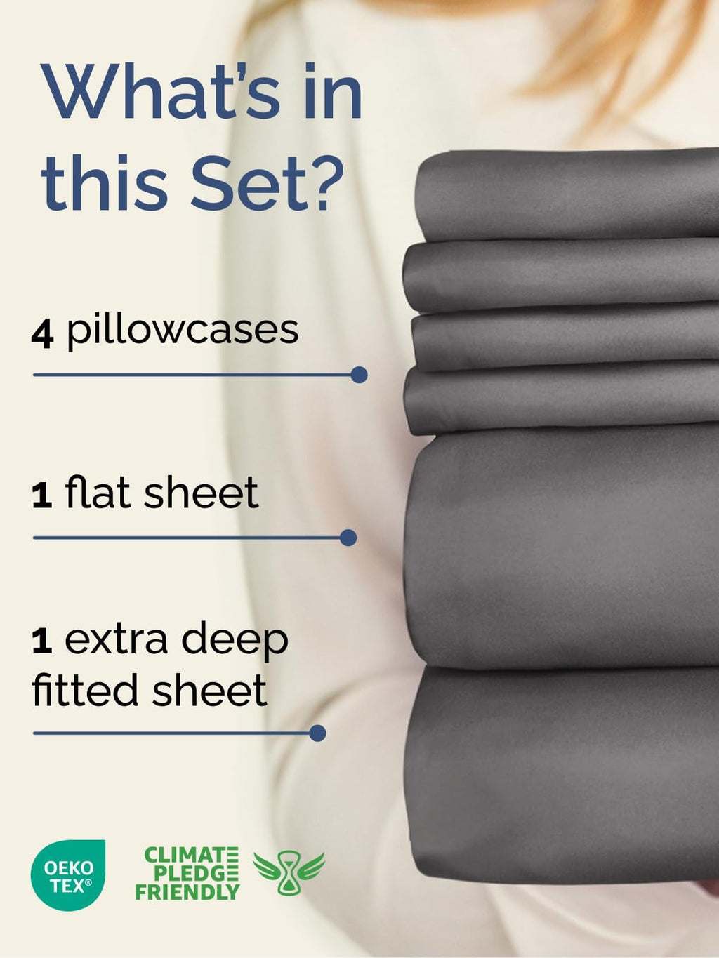 Extra Deep Queen Sheet Set - 6-Piece Breathable Microfiber Sheets by CGK Unlimited