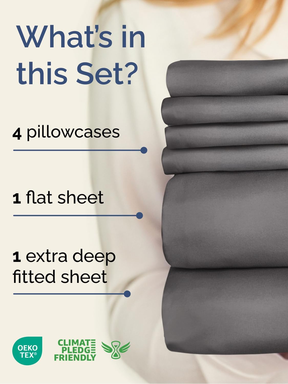 Extra Deep Queen Sheet Set - 6-Piece Breathable Microfiber Sheets by CGK Unlimited