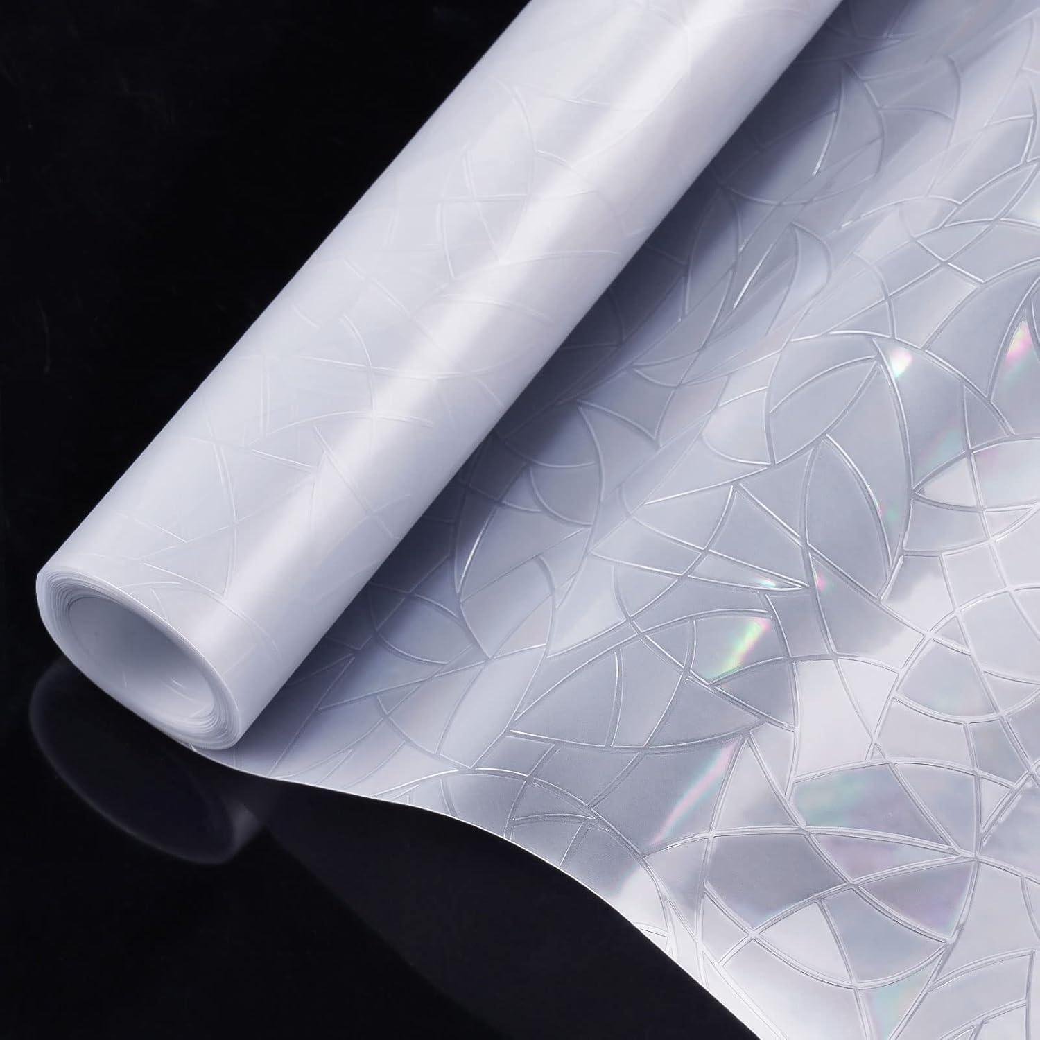 rabbitgoo Rainbow Window Film - Decorative Stained Glass Cling for Privacy & UV Protection