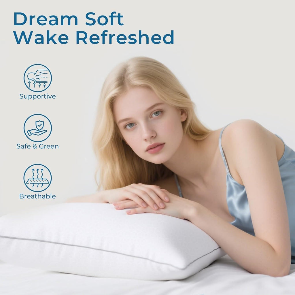 Sasttie Firm Queen Size Pillows (2 Pack) for Side/Back/Stomach Sleepers