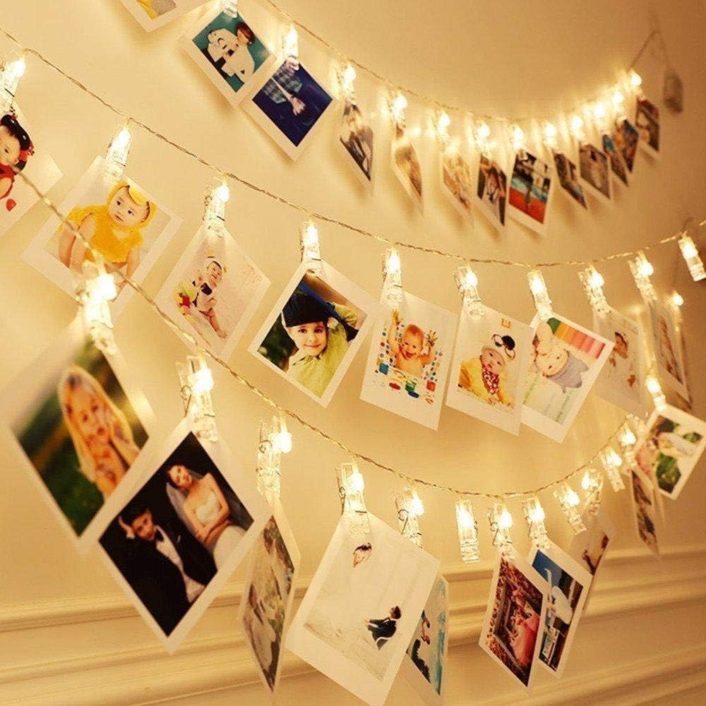 Dopheuor Battery Operated Photo Clip String Lights - Warm White LED Fairy Lights for Photos