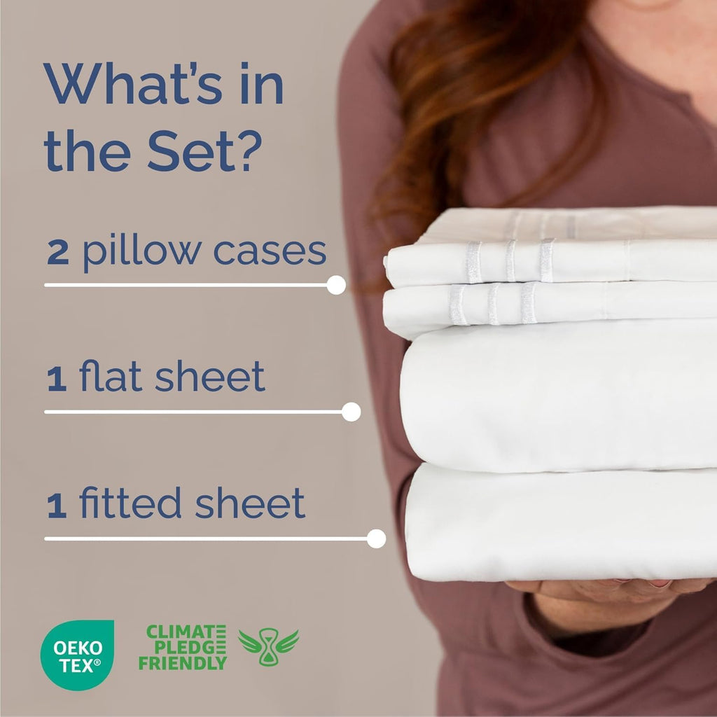 Queen Size 4-Piece Sheet Set - Soft Microfiber Sheets with Deep Pockets & Cooling Comfort by CGK Unlimited