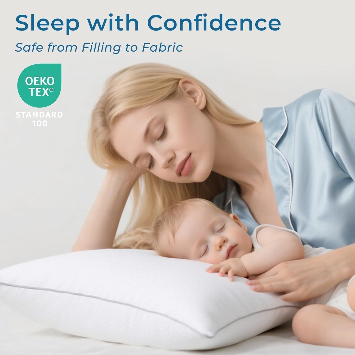 Sasttie Firm Queen Size Pillows (2 Pack) for Side/Back/Stomach Sleepers