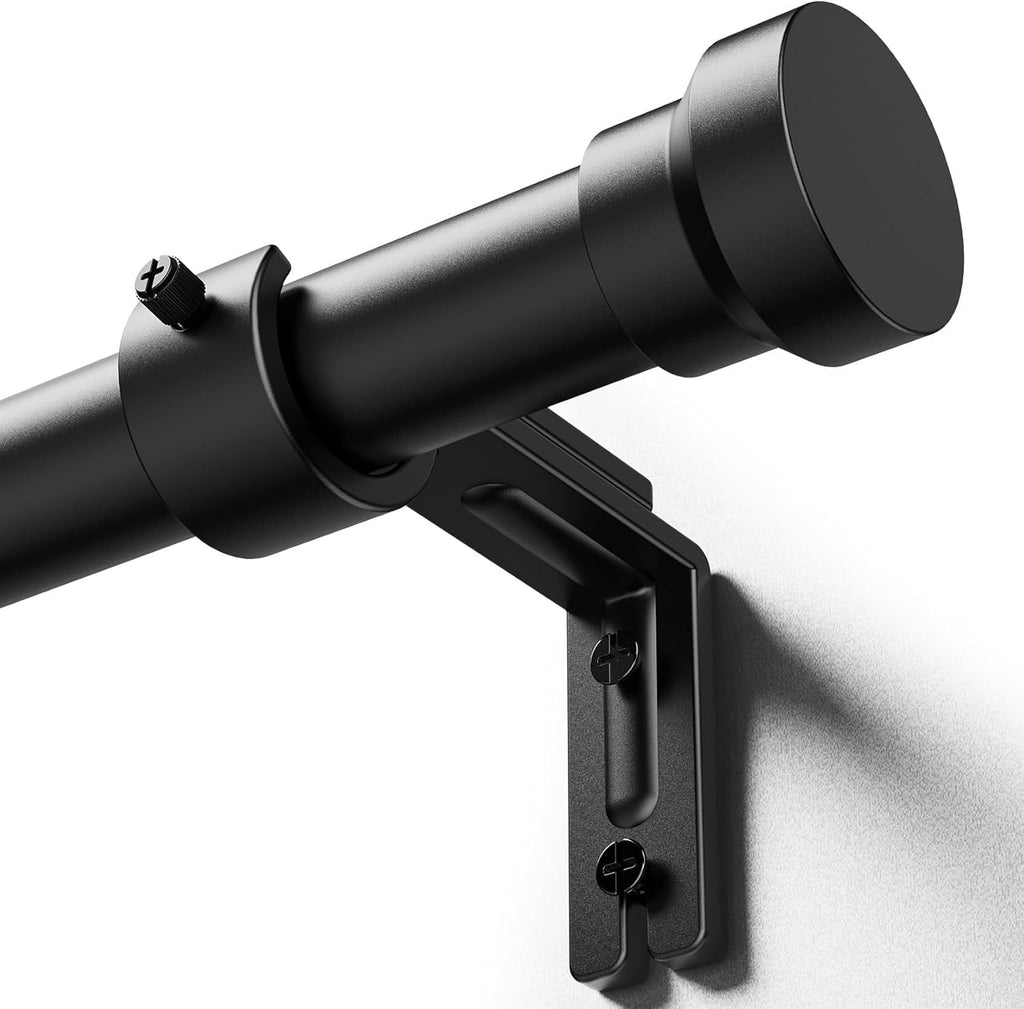 YaFex 32-144 Inch Heavy-Duty Adjustable Black Window Curtain Rod