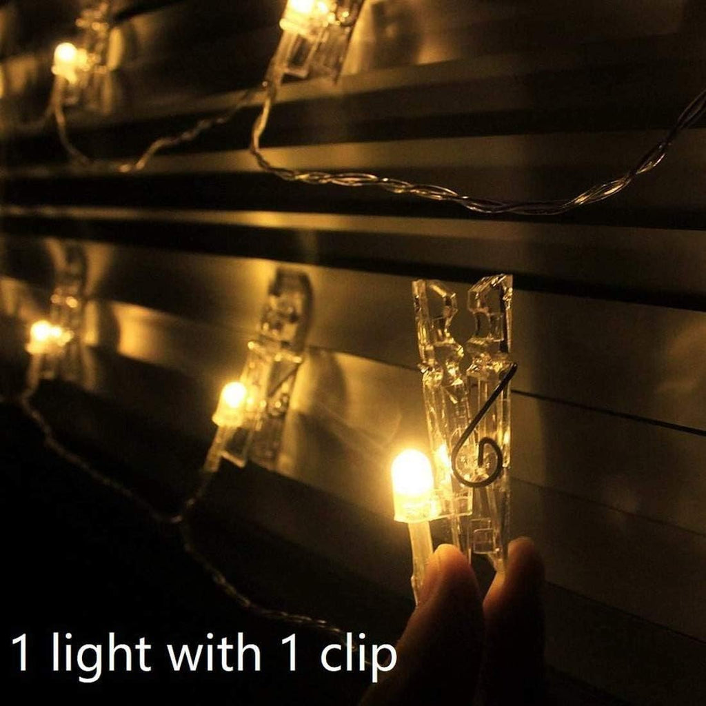 Dopheuor Battery Operated Photo Clip String Lights - Warm White LED Fairy Lights for Photos