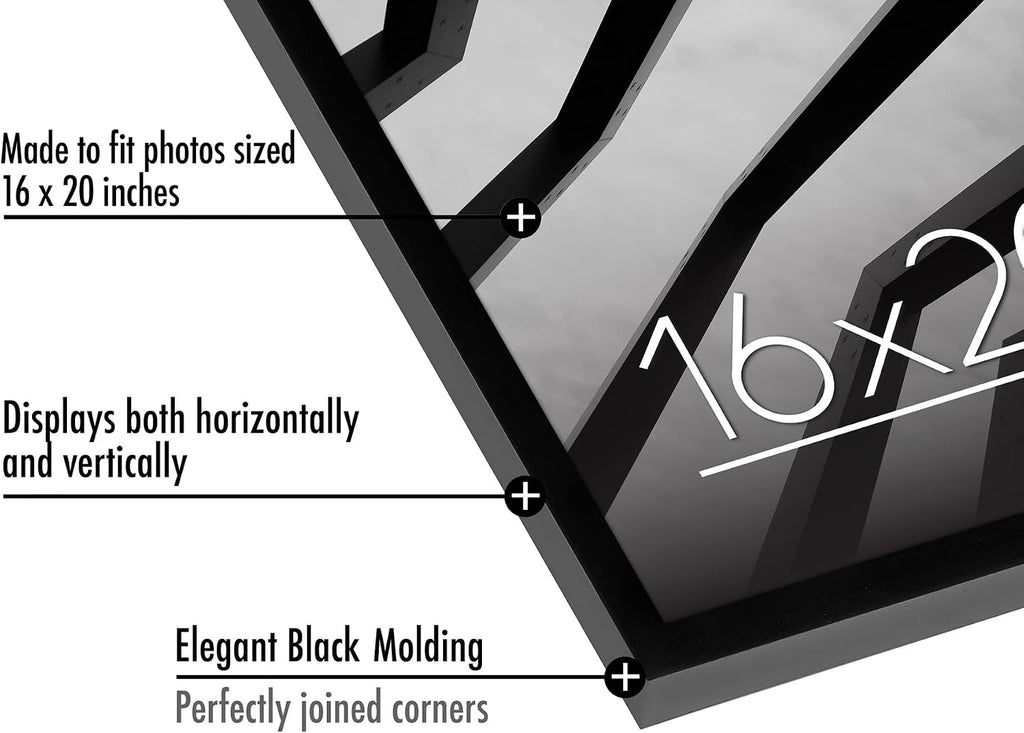 Americanflat Black 16x20 Picture Frame - Modern Slim Border with Hanging Hardware