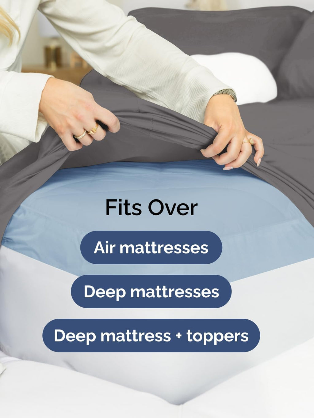 Extra Deep Queen Sheet Set - 6-Piece Breathable Microfiber Sheets by CGK Unlimited