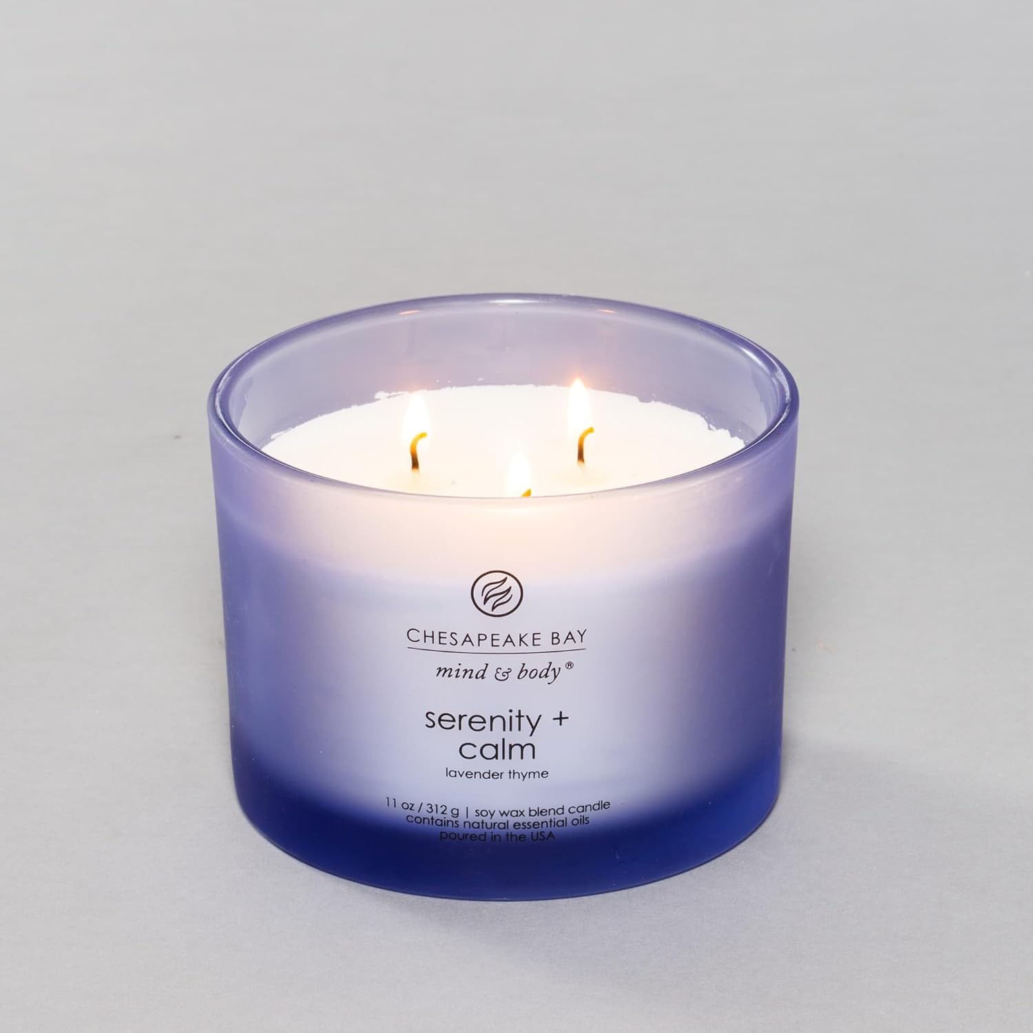 Chesapeake Bay Candle Serenity + Calm Lavender Thyme Scented Jar Candle (11oz) - Natural Soy Wax with Frosted Glass