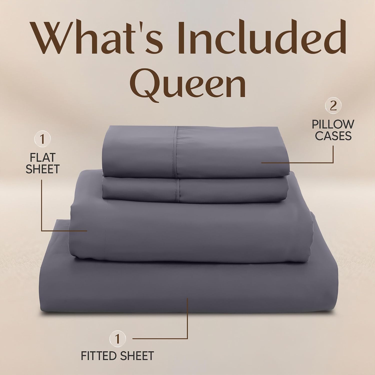 Utopia Bedding Queen Size Sheet Set - 4-Piece Soft Microfiber Sheets with Deep Pocket & OEKO-TEX Certified (Grey)