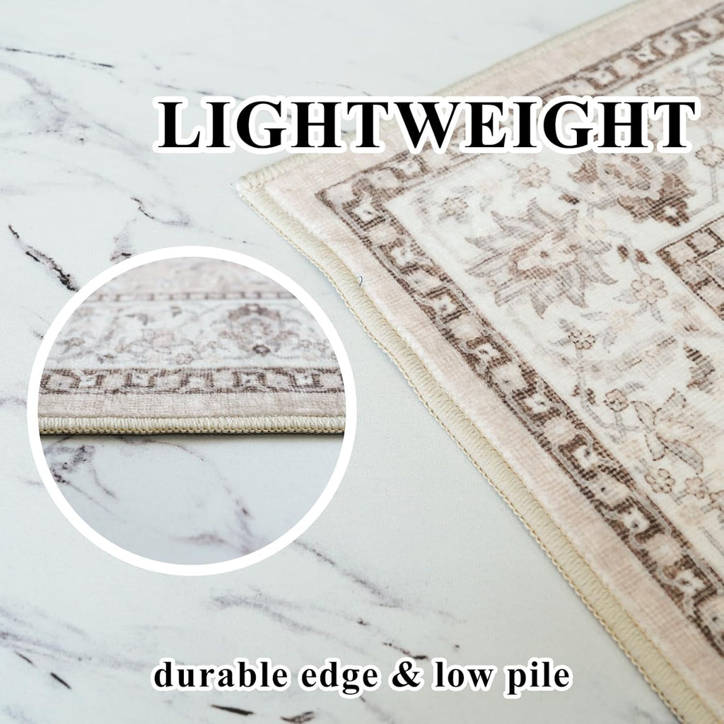 Hy Hao Yun Lai Washable 2'x6' Hallway Runner Rug - Non-Slip, Stain-Resistant Kitchen/Entryway Mat