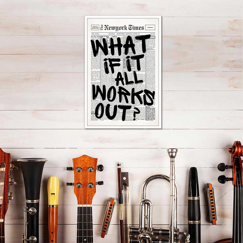 Drimiler What If It All Works Out Positive Quote Minimalist Canvas Poster 8x12in Unframed Wall Art