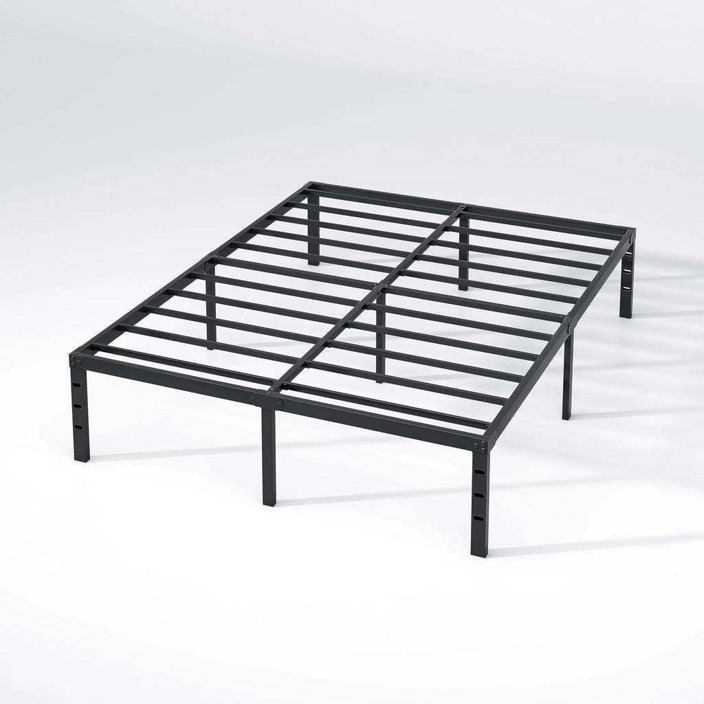 NEW JETO Queen Size Metal Bed Frame w/Storage - Heavy Duty Sturdy Mattress Foundation (No Box Spring)
