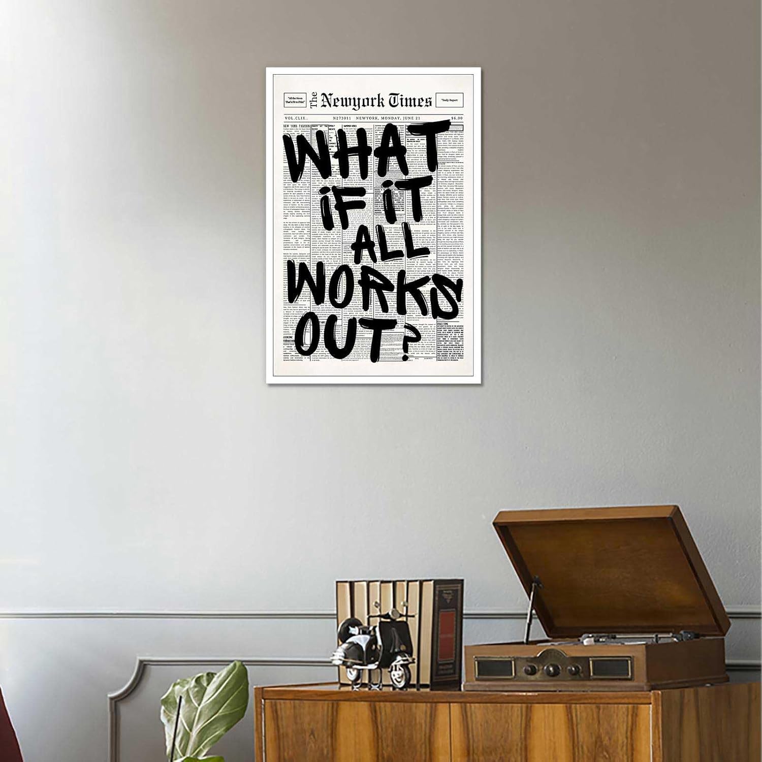 Drimiler What If It All Works Out Positive Quote Minimalist Canvas Poster 8x12in Unframed Wall Art