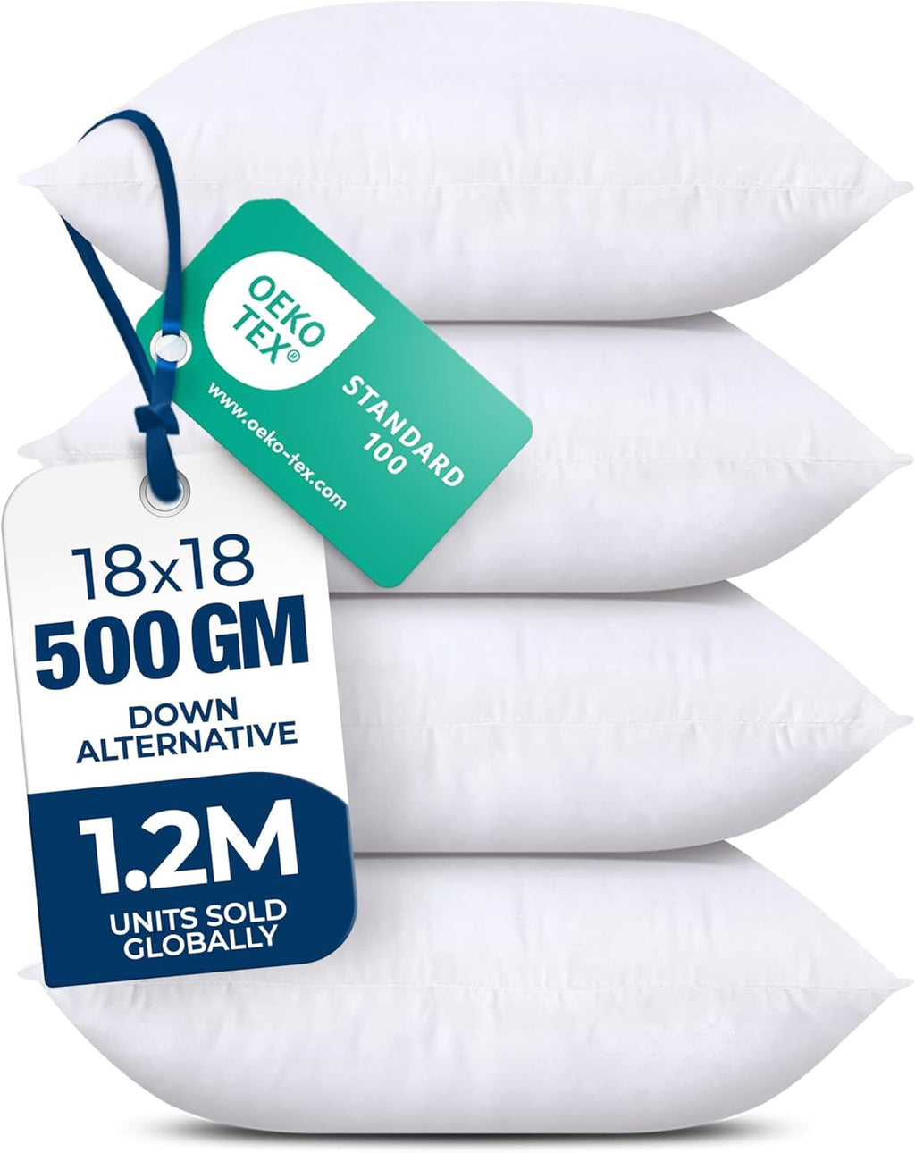 Utopia Bedding White 18x18 Throw Pillow Inserts (Set of 4) - Fluffy Decorative Pillows for Sofa & Bed