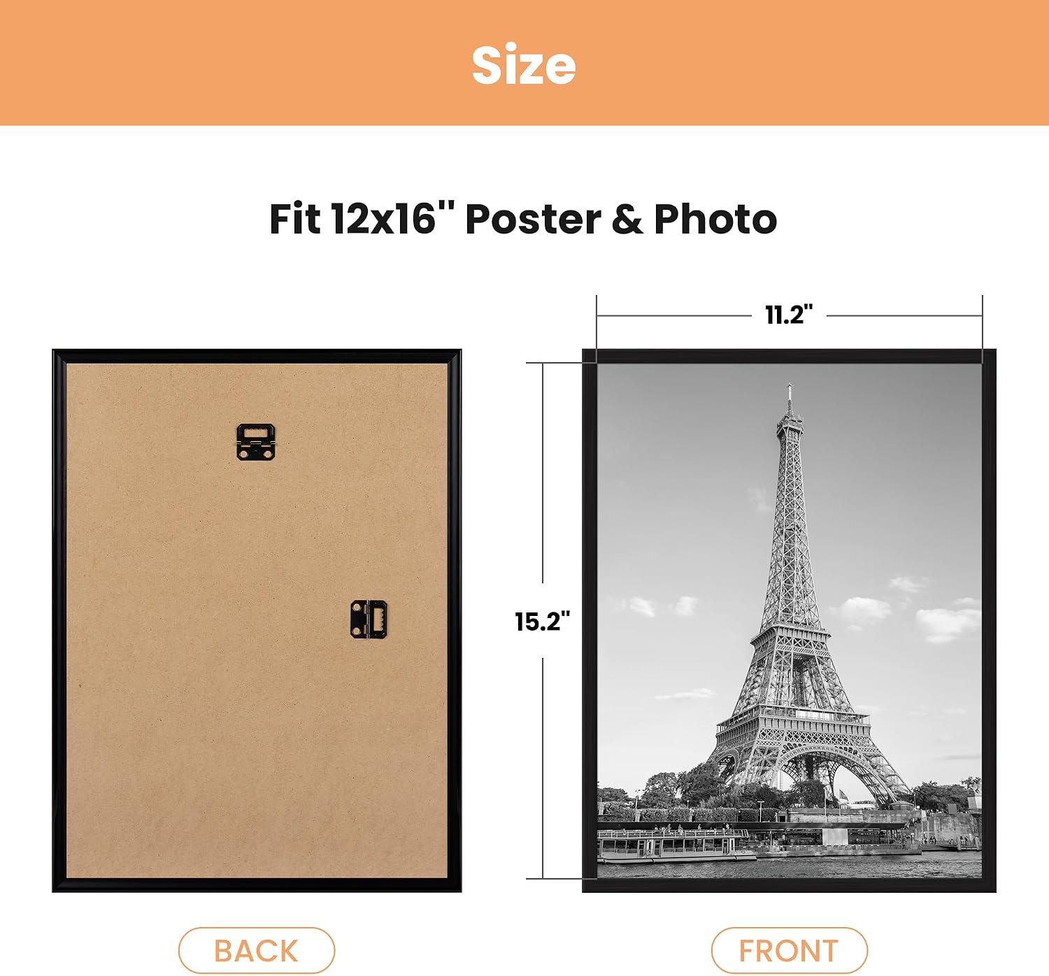 upsimples 12x16 Black Poster Frames - Scratch-Proof & Lightweight (3-Pack)