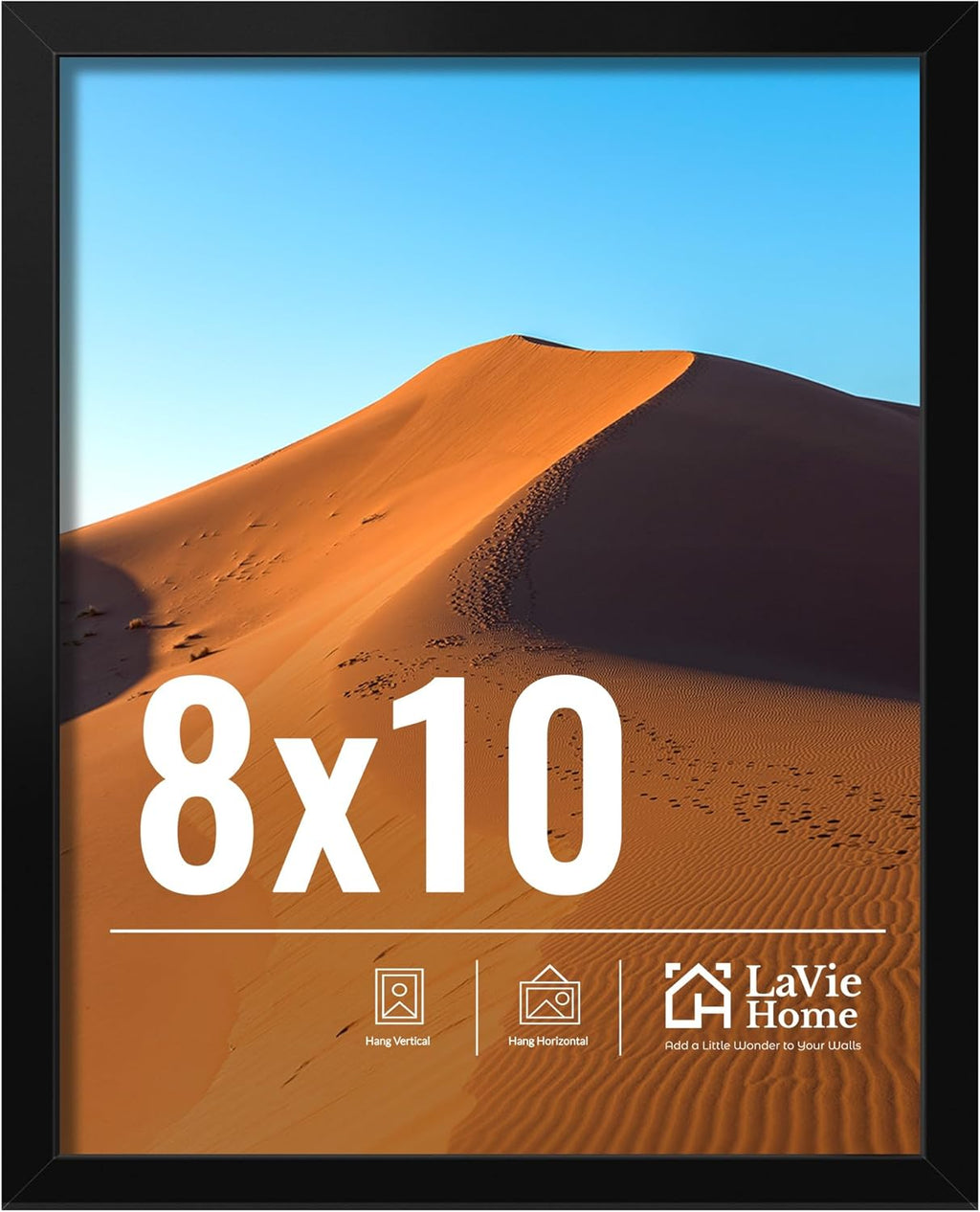 LaVie Home Black 8x10 Picture Frame - Lightweight Wall Mount with HD Plexiglas